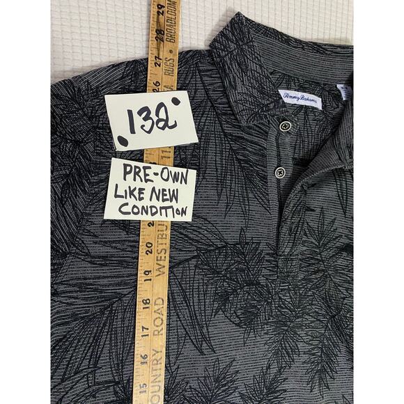 Tommy Bahama Shirt Size M Leaf Print Short Sleeve Button-Up Dark Base - Picture 4 of 8